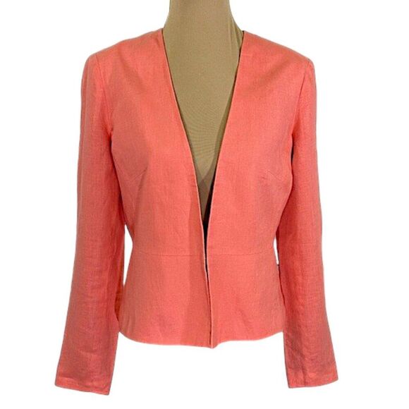 BR Linen Peplum Jacket Elegant Coral Size 8 NWOT - Picture 1 of 11